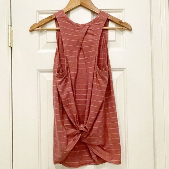 Lululemon All Tied Up Tank Pink Stripe Size M 100% Pima Cotton - Picture 7 of 7